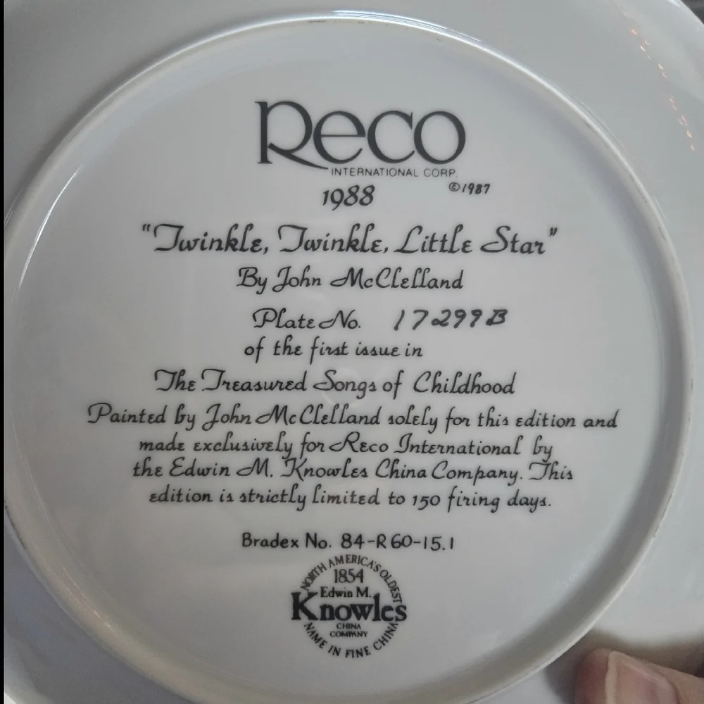 John McClelland 'Twinkle, Twinkle, Little Star' Collector Plate-NWT